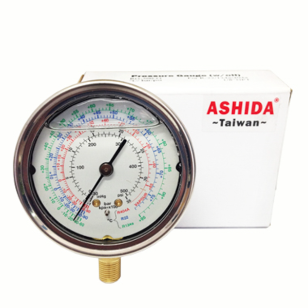 Manómetro de Glicerina de Alta  Ashida RG-500 R-22 - 134A  - 1/8 NTP