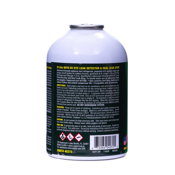 Gas Refrigerante R-134A con Detector  y Sellador de fuga 340GR. – Supercool - Imagen 2