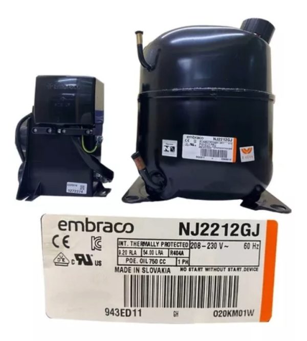 Motor compresor Embraco 1.1/2 HP R-404A  NJ2212GJ